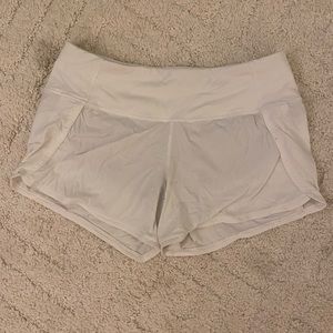 White lululemon speed up shorts